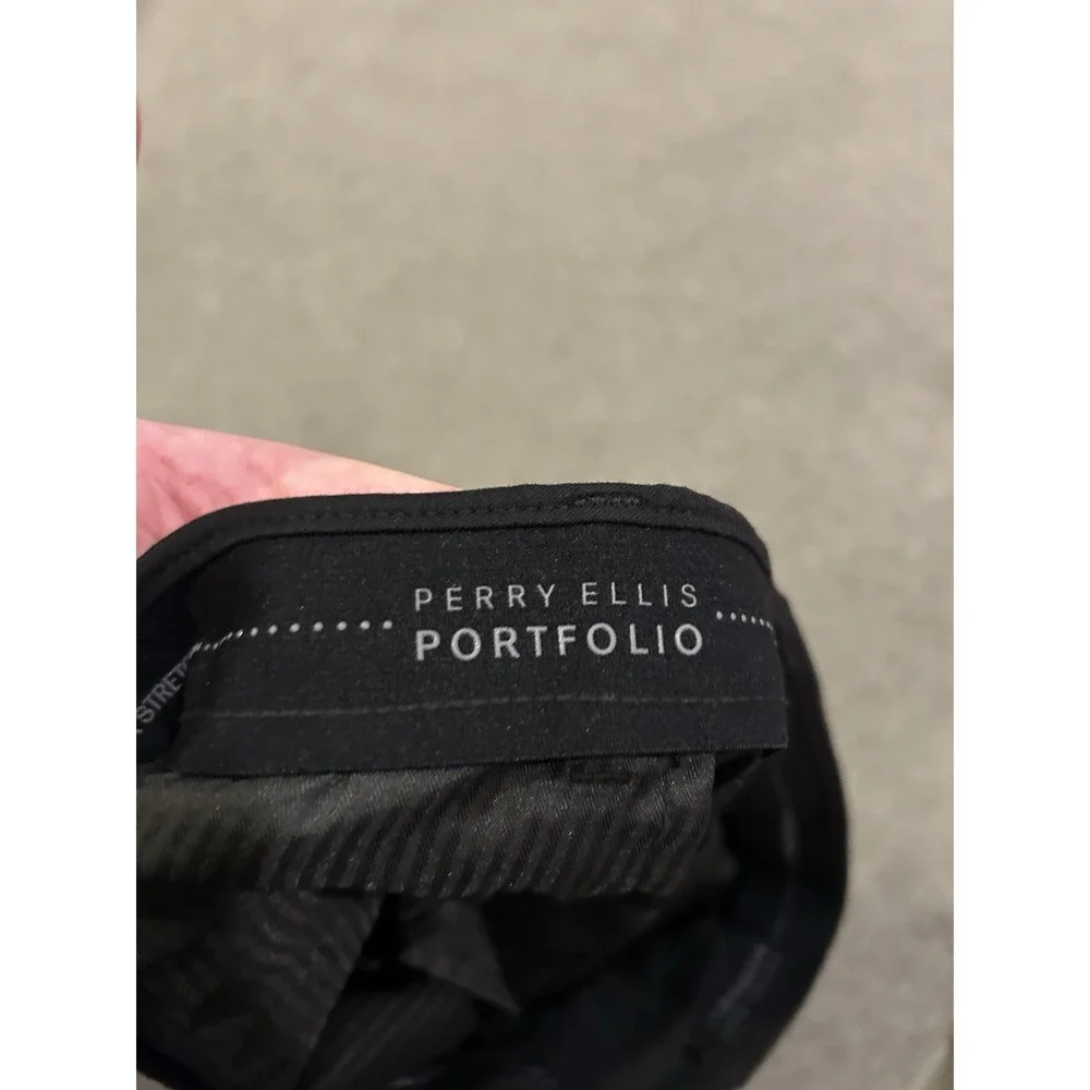 Perry Ellis Portfolio‎ Dress Pants Men's 30x30 Black Flat Front Polyester